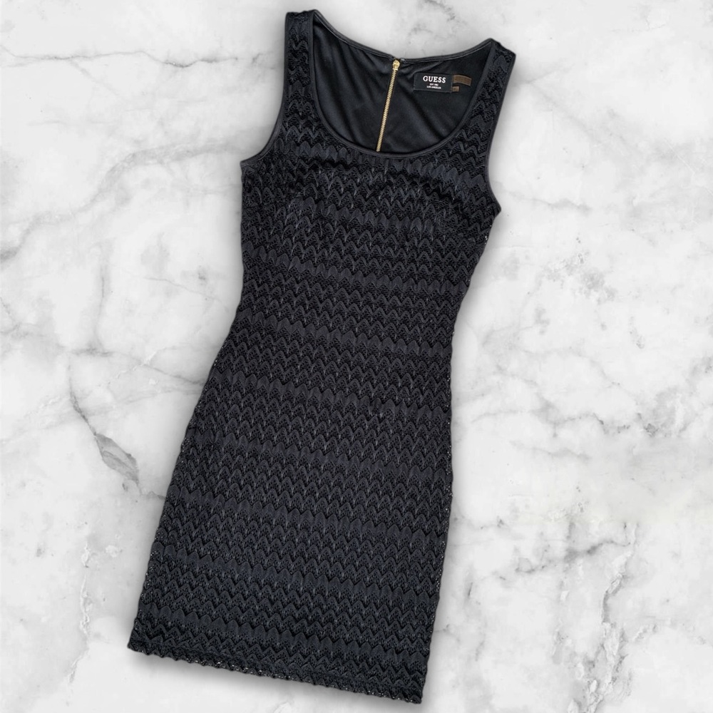 Guess Black Lace Crochet Lined Bodycon Party Dress